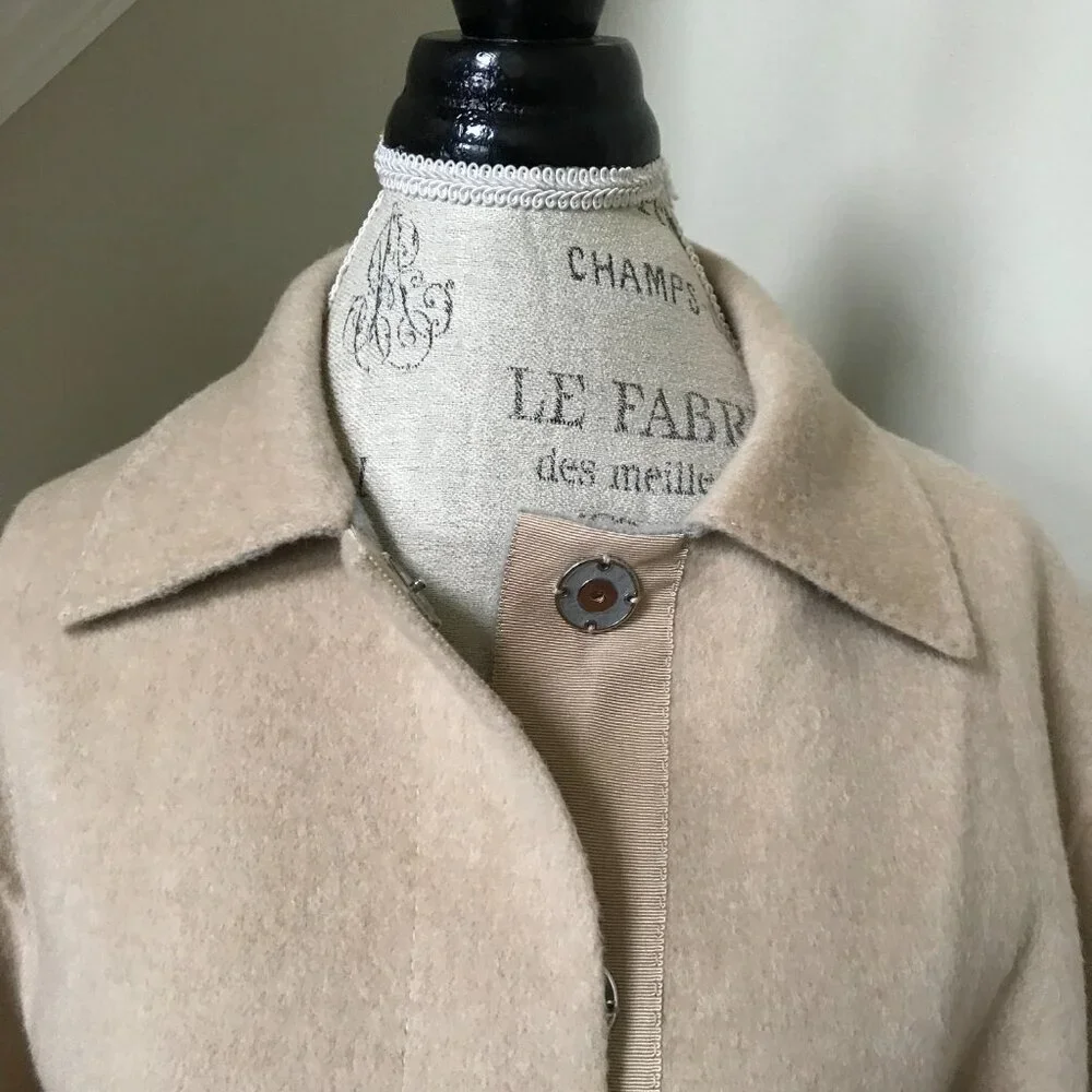 Lafayette 148 Wool Cashmere Reversible Jacket Womens Large Gray Tan Belted Coat